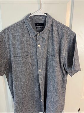 Lucky Brand Men's Short-Sleeve Chambray Button-Down - Blue Gray